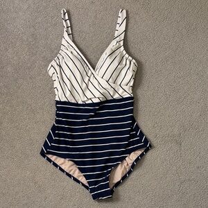 Target Kona Sol Medium Blue and White One Piece Swimsuit